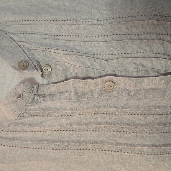 LL BEAN Linen Long Sleeve Button Down Top Blouse Cream Sz Large Preppy - Picture 3 of 13